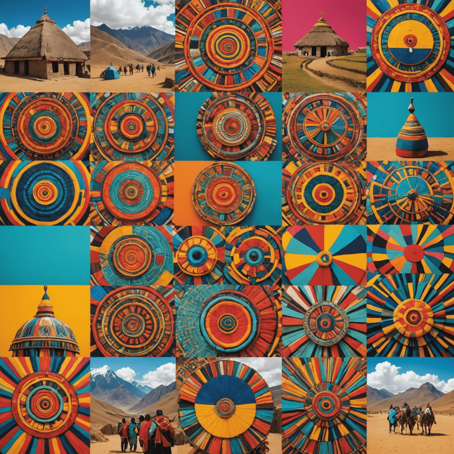 Collage de capturas de pantalla de sitios web peruanos modernos, mostrando diseños coloridos y elementos culturales